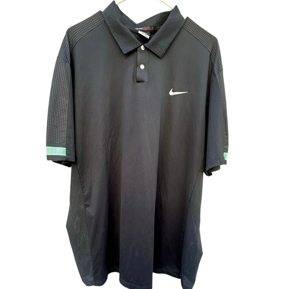 Nike Tiger Woods Polo Shirt Mens XL Black Dri Fit Golf Performance TW